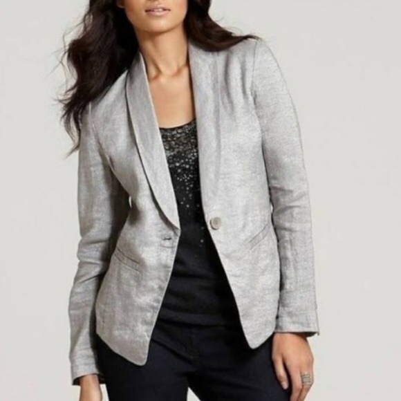 Eileen Fisher Jackets & Blazers - Eileen Fisher Gray Twinkle Linen Blazer